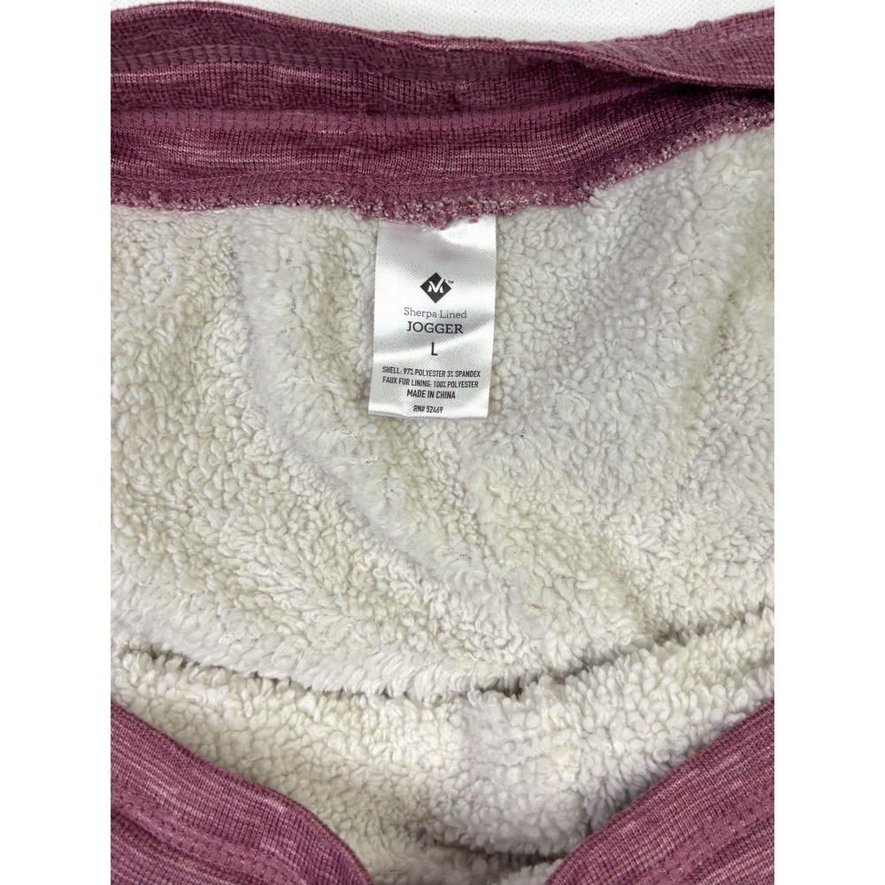 Member's Mark Sherpa Lined Jogger Pants Women's Large Pink Drawstring Cozy - Picture 8 of 11